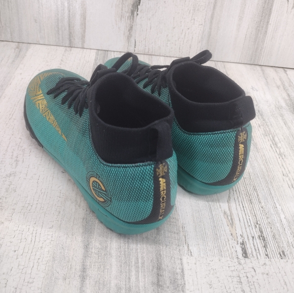 Nike Jr. SuperFly Ronaldo CR7 Jade Gold Soccer Cleats Kids Size 4 Youth - Picture 3 of 6